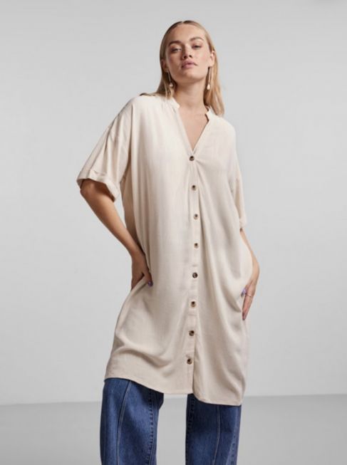 PCVINSTY SS LINEN SHIRT DRESS