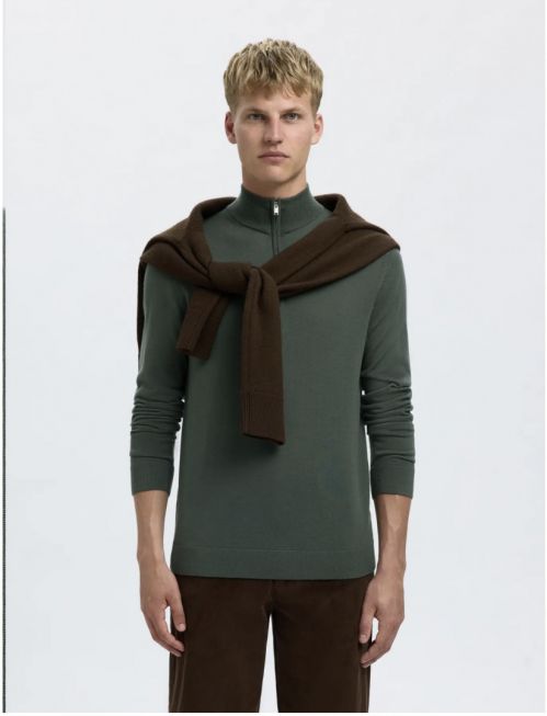 SLHTRAY LS KNIT MERINO HALF ZIP NOOS