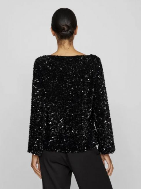 VIFAITH BOAT NECK L/S SEQUIN TOP/VOL