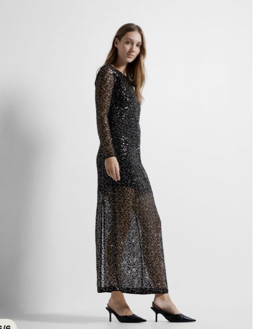 SLFNOEL LS ANKLE SEQUINS DRESS B